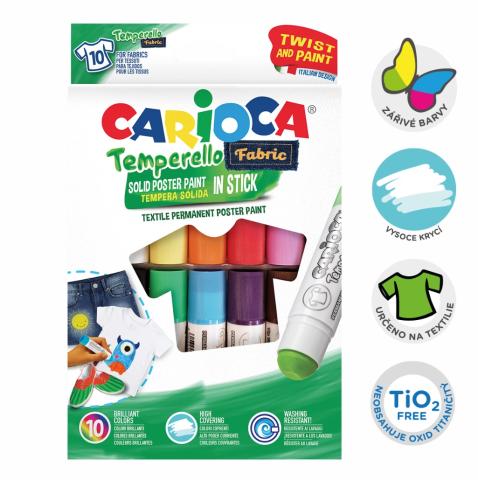 Barvy temperové suché twist Carioca na textil 10barev